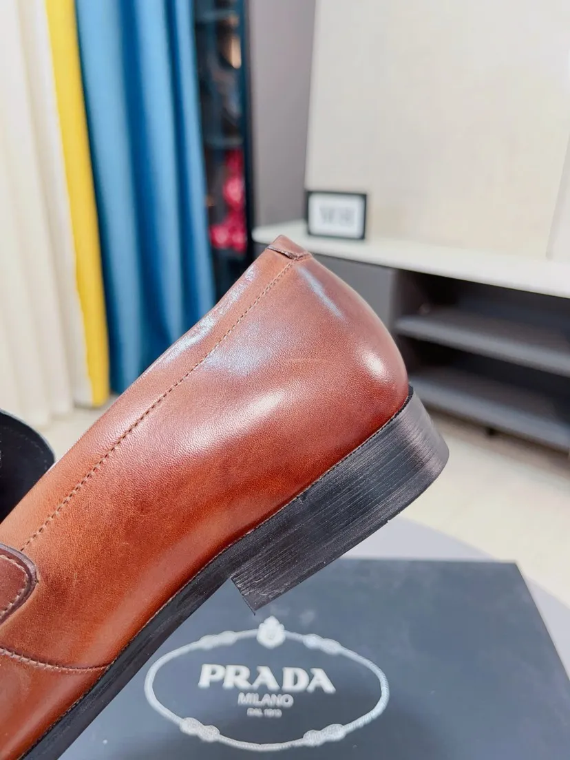 Men's shoes 💰540🌹🌹【PRADA Leather Shoes】Top purchasing agency Original imported Italian custom-made open-edge beaded cowhide leather surface, fully imported water-dyed breathable cowhide lining, original factory special molded sole super comfortable, size: 38-44